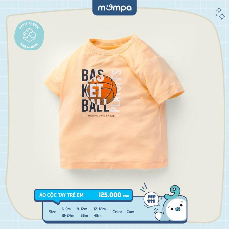 Áo cộc tay cho bé Mompa từ 6 tháng đến 4 tuổi vải Petit mềm mịn nhẹ nhàng thoáng khí cúc giữa MP 111 [DQ] 2