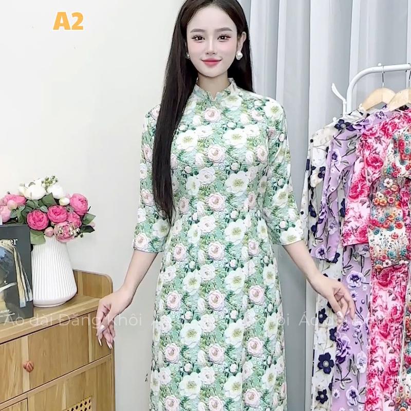 Áo Dài Lụa cao cấp mát mịn, in hoạ tiết 6D cực sắc nét (AT2) 1