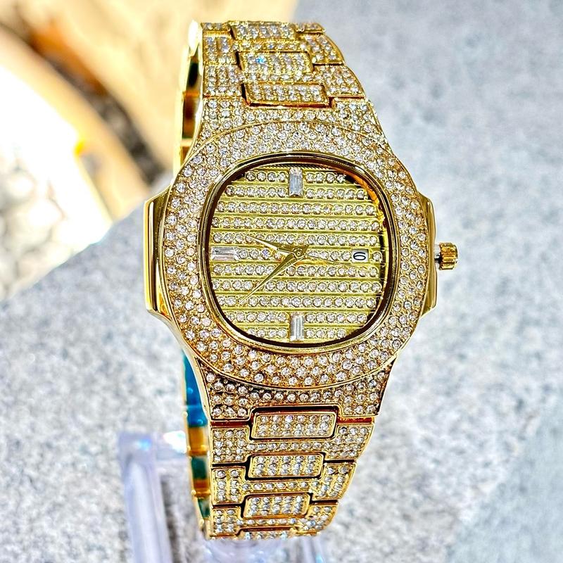 Đồng Hồ Nam VIDARS Tàu Ngầm Kim Cương Mặt Vuông Có Bộ Lịch Đính Kim Cương Full Máy Chống Nước 3ATM Size 42mm Đeo Tay Watch Caro