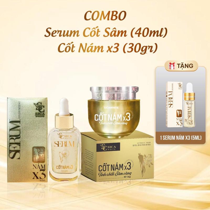[H40] - COMBO Kem Cốt Nám X3 (30gr) + Serum Cốt Sâm (40ml) - Tặng Serum Cốt Sâm (5ml)
