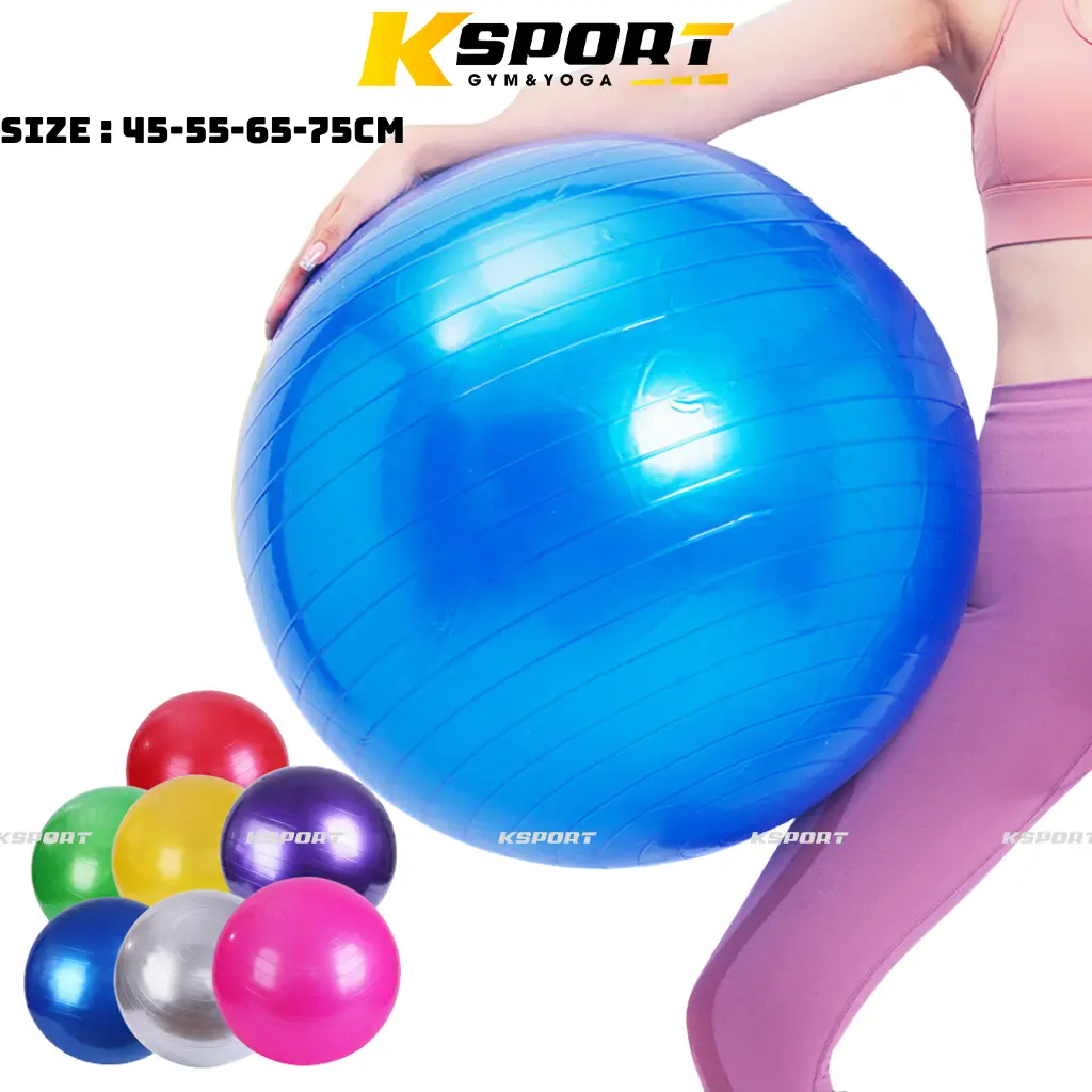 Bóng Tập Gym/Yoga Size 55cm 65cm,75cm, Bóng Trơn ( Tặng bơm bóng )