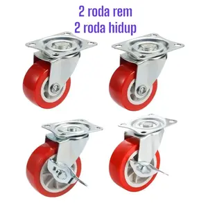 GF roda castrol troly 4 pcs 2 rem +2 hidup 2 inchi roda etalase