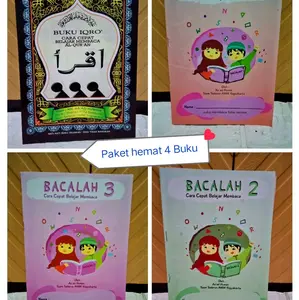 Paket Hemat 4 Buku IQRO Besar dan 3 Buku Bacalah Jilid 1  2 3 Soft Cover Cd Al-Qur'An Quran