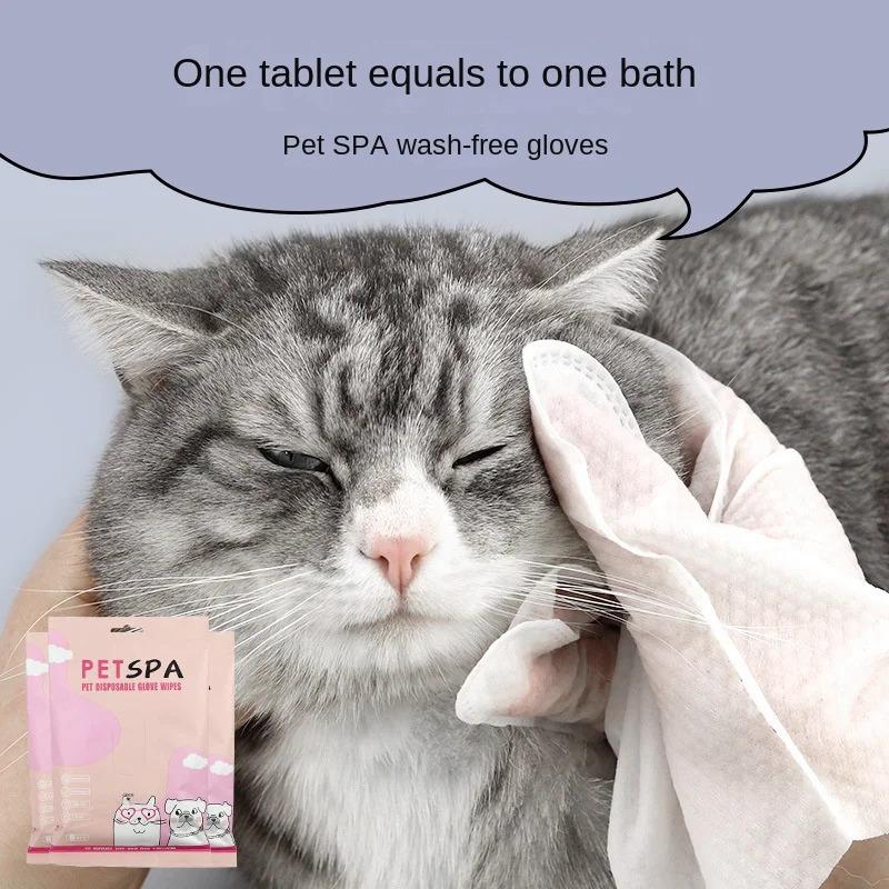 Pet Wash Free Glove Cleaning Pet Stain Remover Wipes Disposabl Cleaning Massage Grooming No-wash Wipes for Dogs & Cats Supplies 1