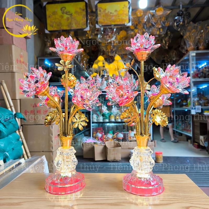 Đèn thờ 5 bông pha lê 3 chế độ sáng Trang Trí Nhà Decor Phòng Decor Phòng Khách 1