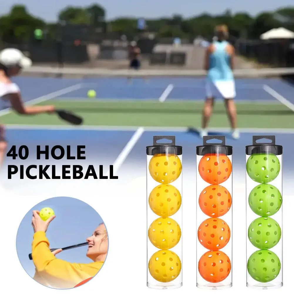 40 Holes Pickleballs 74mm High Visibility Bounc Pickleball Balls With Clear Plastic Bucket Pickleball Accessories Outdoor