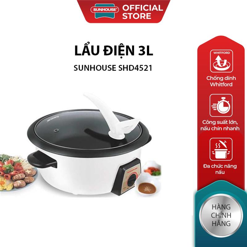 Nồi lẩu điện Sunhouse SHD4521 - Nồi lẩu Sunhouse SHD4521 - Làm nóng nhanh, tỏa nhiệt cao cấp - Hàng chính hãng - Bảo hành 12 tháng Nồi Điện Nấu Ăn