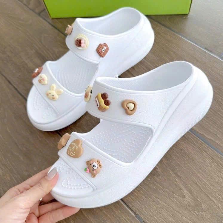 dép cross nữ shoes 2 quai cao 7cm, dép nữ đính stick chất cao su non êm nhẹ bền chống trơn trượt ful box DéP GiàY Jean Sandal giay  hot 6