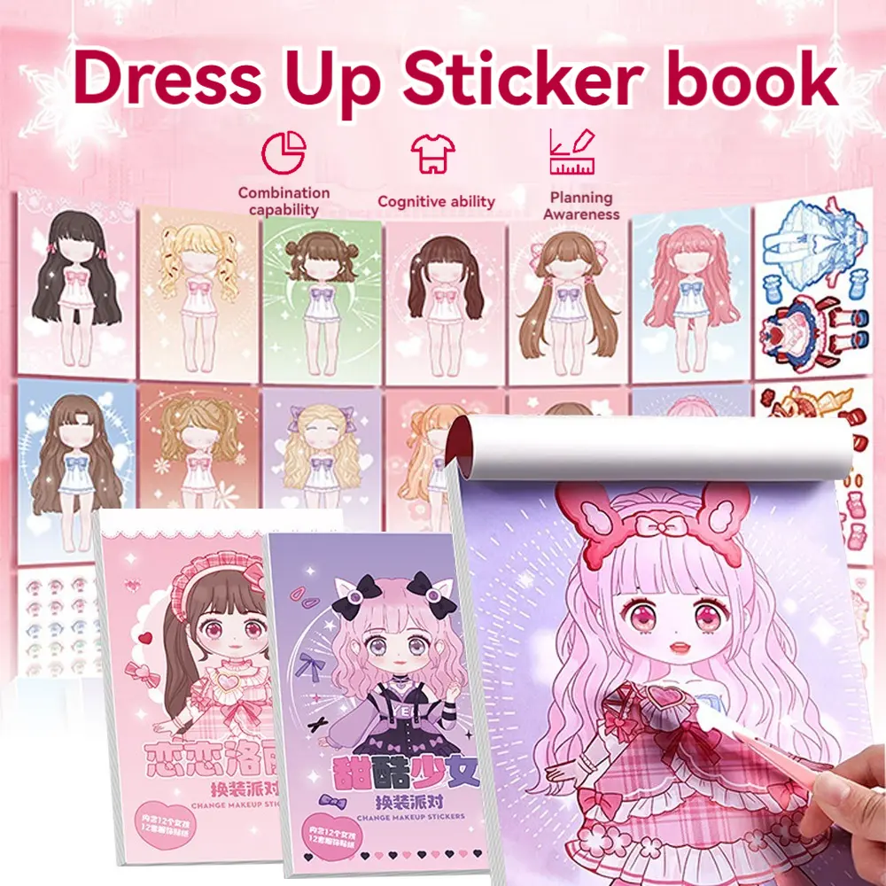 Sticker Book Paper Doll Stickers Book Dress Up Whole Body Dress Up Girl ...