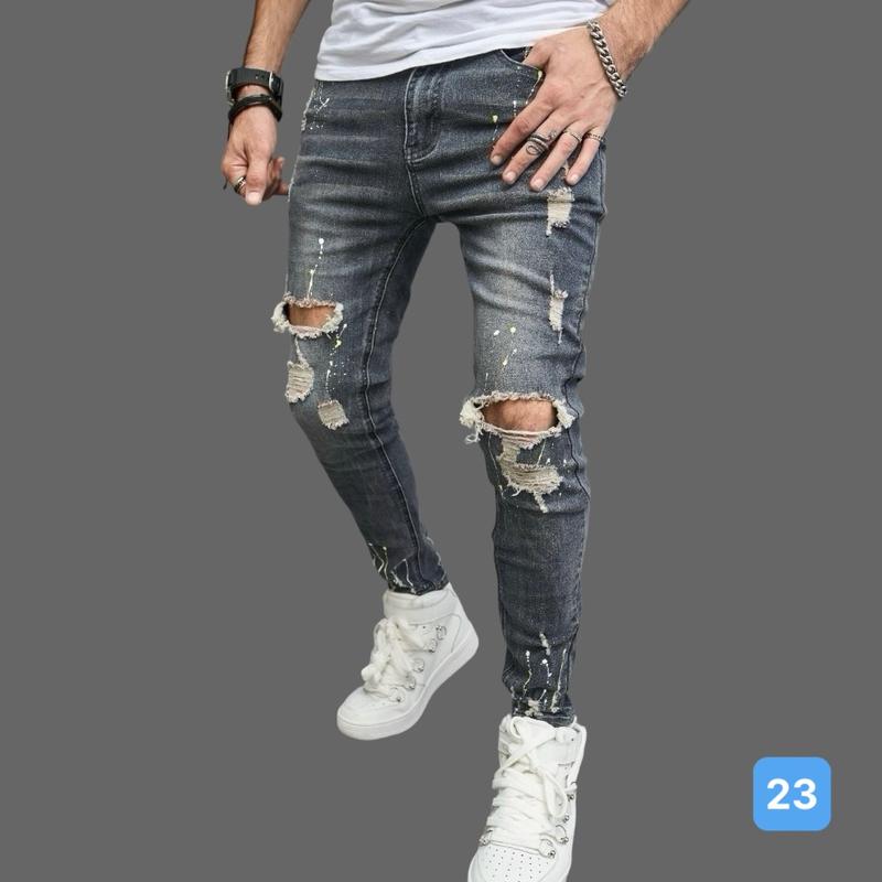 Quần jean nam [ FREESHIP ] 23 Quần bò nam màu đen rách gối phối khoá kéo - Quần dài nam chất jean co giãn phong cách thời trang Menswear Pants Có Túi