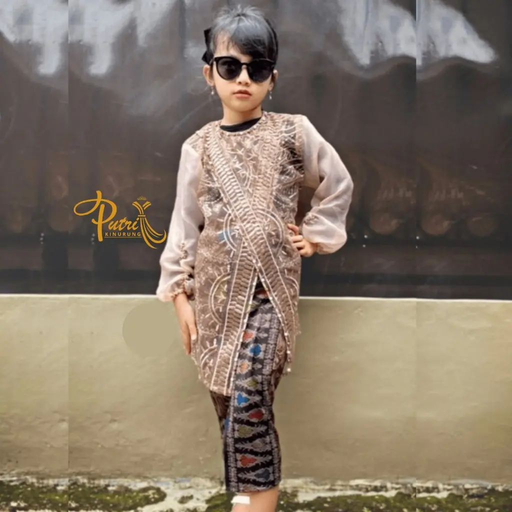 Fiona Kids Outer Brukat Anak Tanggung Perempuan 4-12 Tahun Brokat Organza FulPayet Kondangan Lebaran