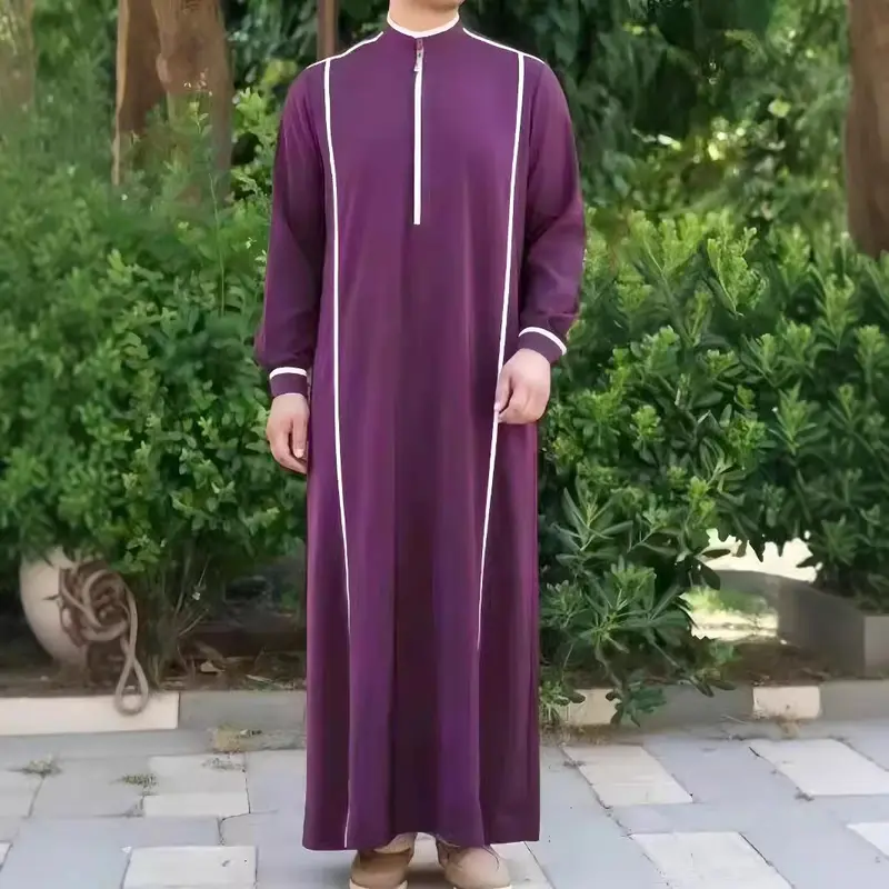 2025 New Dubai Men's Long Robe Casual Comfortable Muslim Robe 0