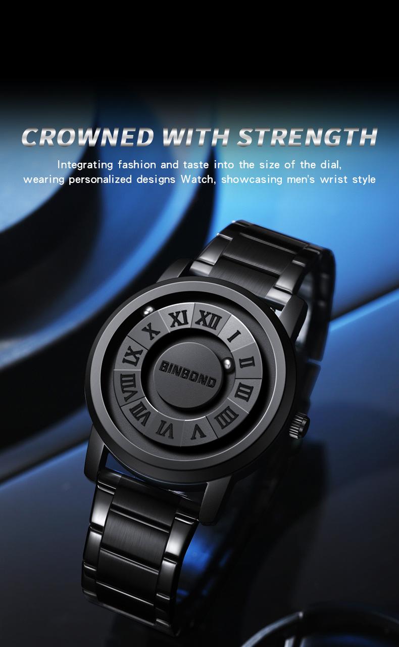 Product Introduction of Men Watch Black Technology Watch New Concept Personalized Magnetic Suspension Steel Waterproof Male Fashion Quartz Watches Gift 29