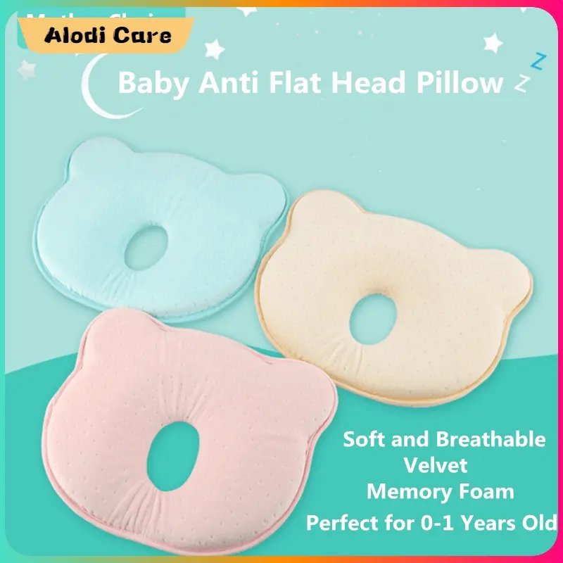 Soft and Breathable Velvet Memory Foam Baby Anti Flat Head Pillow Baby Shaping Pillow Sleeping Support Infant Memory Pillow Cotton Bantal Tidur Bayi