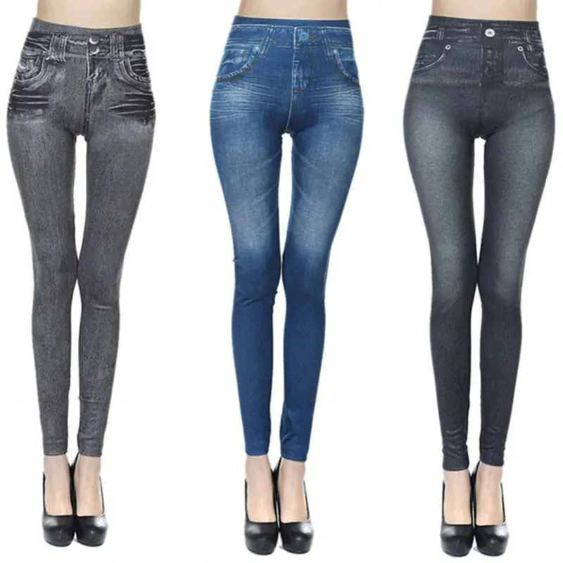 Quần Co Giãn Cho Nữ, Quần Jean Giả Polyester Dài Đến Mắt Cá Chân, Thoải Mái, Cho Gia Đình 1