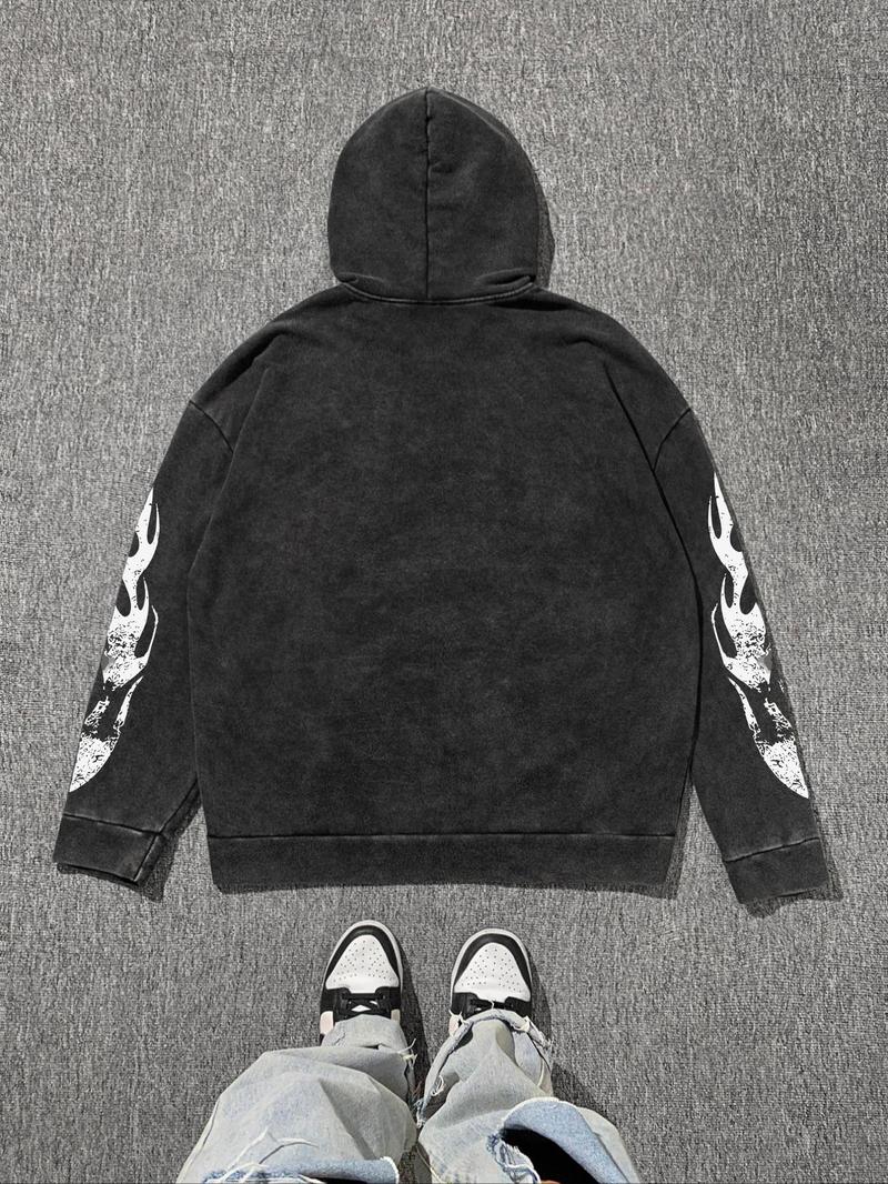 Product Introduction of Men's Regular Fit Vintage Car & Number Print Zip Up Hoodie, Casual Retro Long Sleeve Hooded Sweatshirt for Spring & Fall, Fashion Men's Clothes for Daily Wear, Tops, Cotton 2