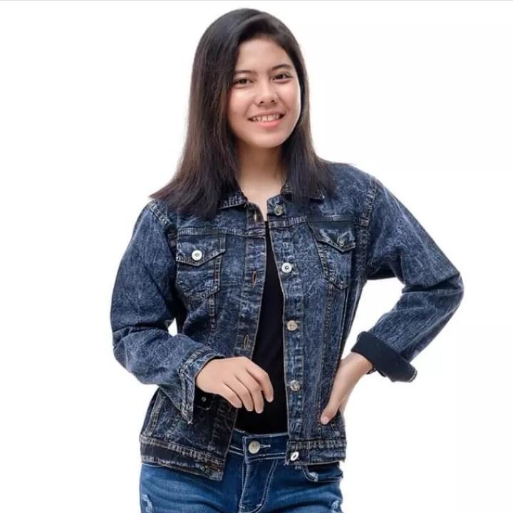 JAKET JUMBO,JAKET OVER SIZE,JAKET WANITA TERBARU 2024 Jeans Kancing Lembut Cewek 3