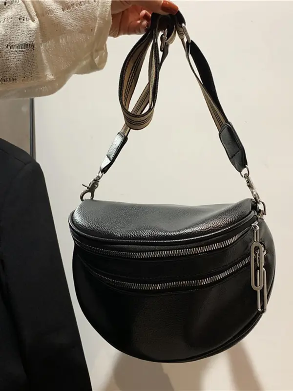 Women's Solid Color Fanny Pack, Fashionable Pu Leather Sling Bag for Daily Used, Casual Trendy Versatile High-quality Daily Commuting Bag 4