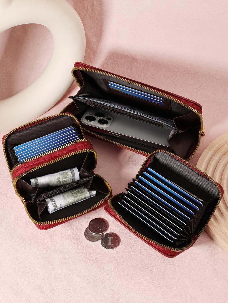 Product Introduction of Teacher's Day Gift, Women's Cute Card Holder, Casual Versatile Zipper Around Coin Purse, Simple Credit Card Holder with Multi Card Slots 3