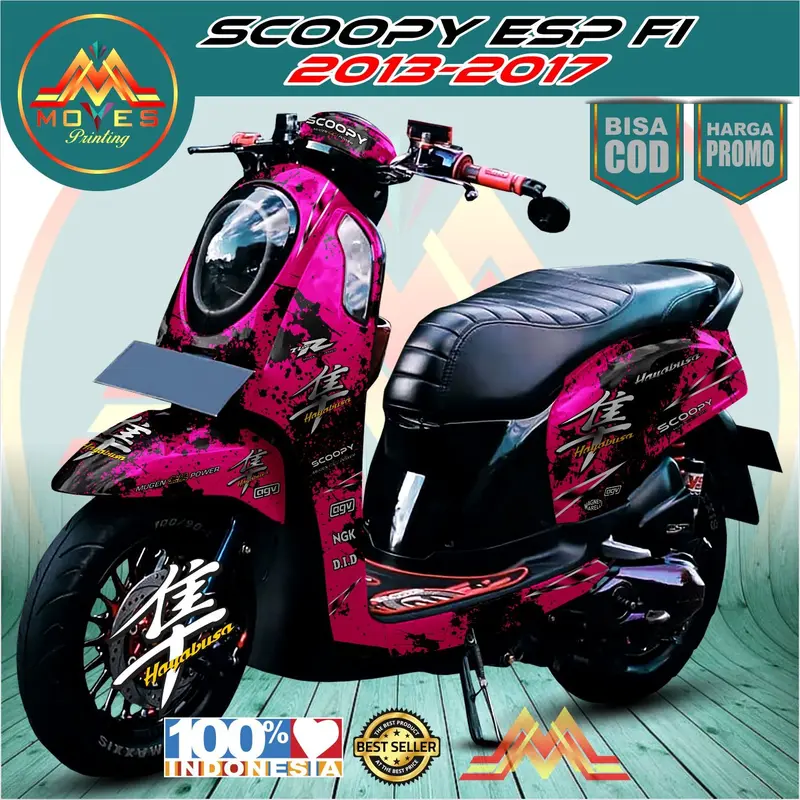 TERBARU DECAL STIKER MOTOR FULL BODY HONDA SCOOPY ESP FI 2013-2017 DESAIN HAYABUSA Motorcycle 2