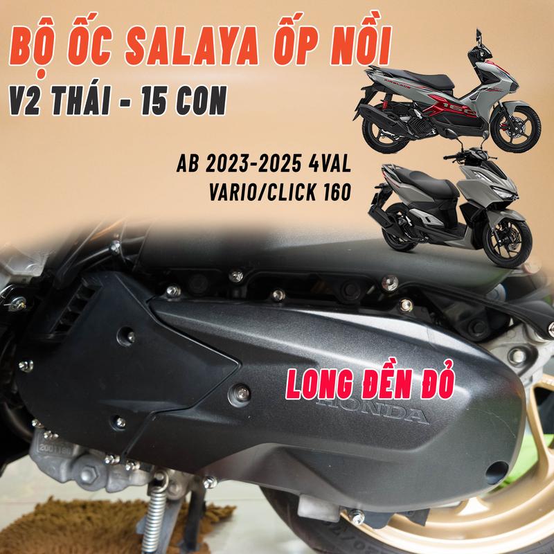 Bộ ốc lốc máy Salaya Inox 304 kèm long đền đỏ xe Stylo 160 Vario Click 160 và Air Blade 125 160 2023-2026 4VAL 15 con Bông Thái Phụ kiện - Phụ tùng xemay