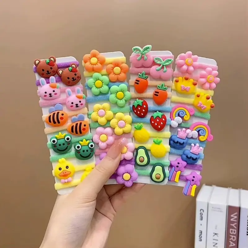 ED - 10PCS / SET KUNCIRAN IKAT RAMBUT ANAK KARAKTER TOWEL RING MODEL KOREA / IKATAN RAMBUT KARET DONAT ANAK-ANAK 3