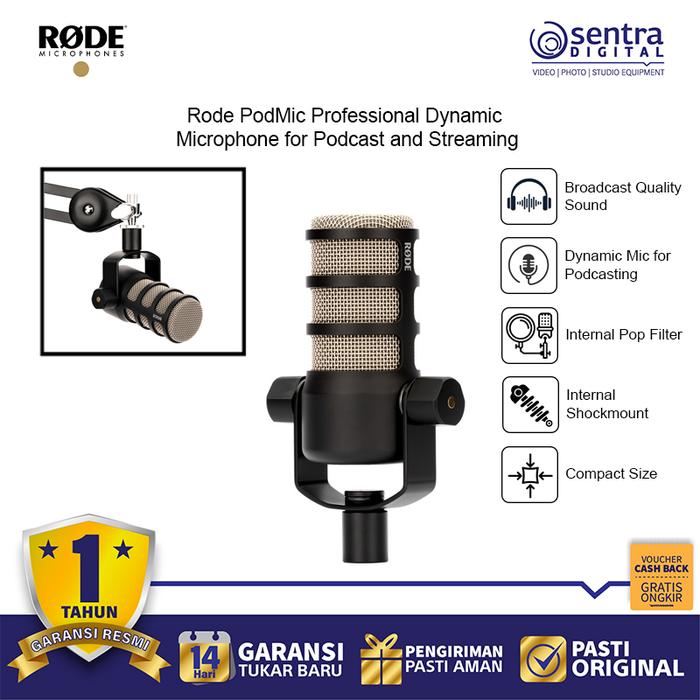 Gambar Rode PodMic Dynamic Broadcast Microphone Studio Grade for Podcasting dari Sentra Digital Kota Surabaya Tokopedia