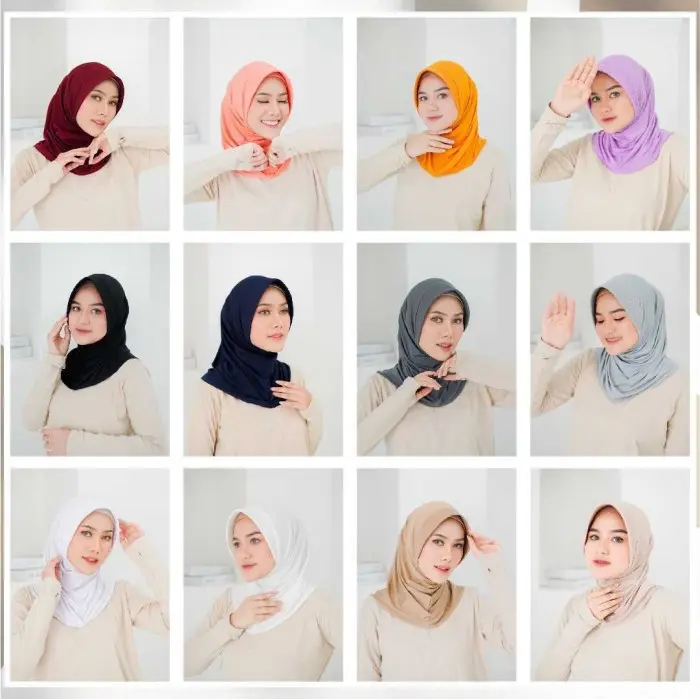 Hijab Instan Jilbab Polos Kerudung Bergo Pendek Sport Casual Ped 2