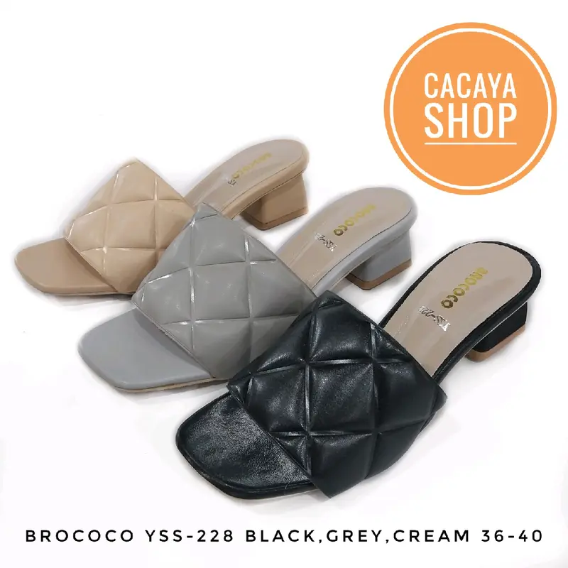 SANDAL HEELS CACAYA BROCOCO YSS 228 BLACK GRAY CREAM 1