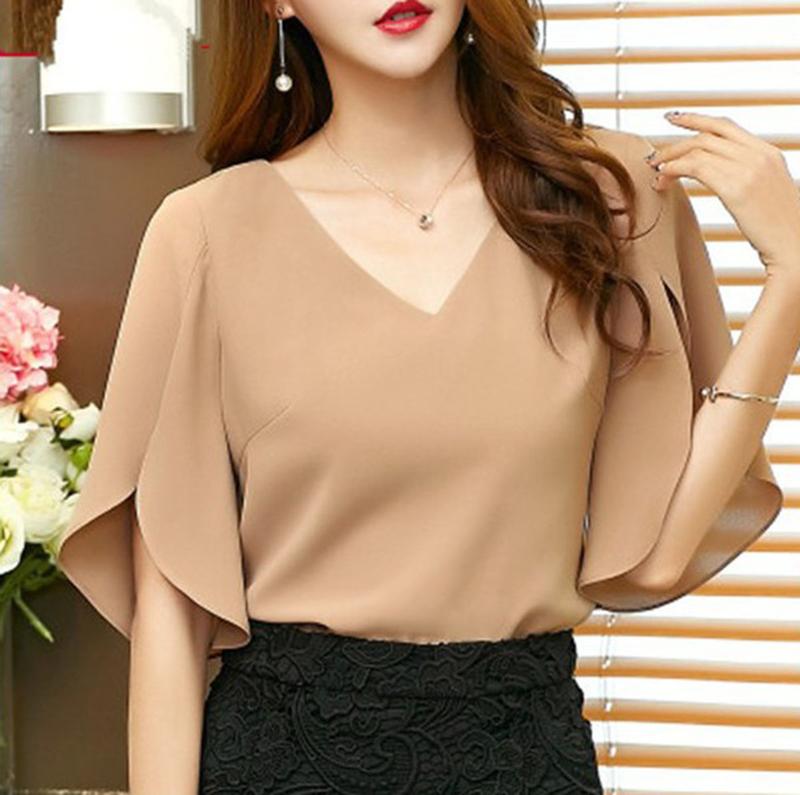 Áo tay xẻ cổ tim nhẹ nhàng Top Nữ Women  Shirt Sơ Mi Trái Tim  đen-xl hàn quốc 