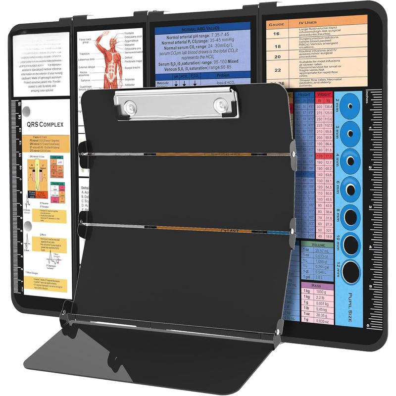 Nursing Clipboard Foldable Clipboard Medical: Nursing Edition Cheat Sheets Aluminum 3 Layers Foldable Clipboard Nursing Pocket Size Profile Clip Nurse Clipboard Notepad For Nurses Students And Doctors - View #10