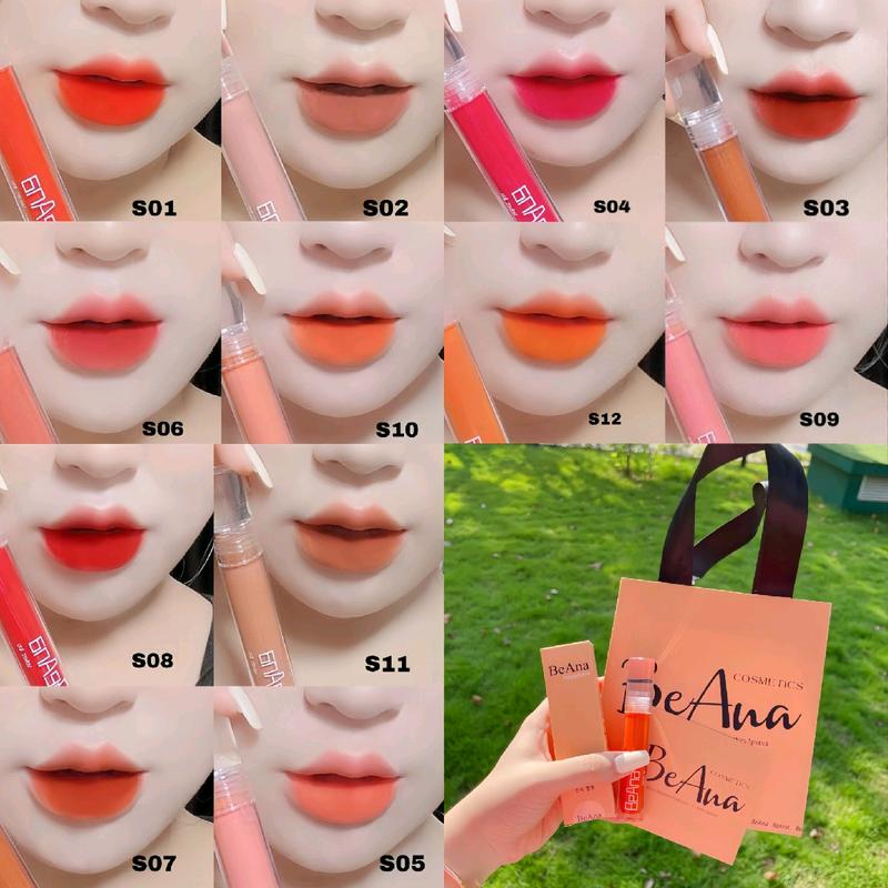 velvet liptint Son Môi Beana  Shapphiare vellvet lips mẫu mới nhất 2023, mềm mịn như nhung, lâu mờ cấp nước , bền màu, lâu mờ Trọng lượng nhẹ Sắc tố cao Son Kem Cosmetic Mỹ Phẩm Trang Điểm Nữ Women 3 ce