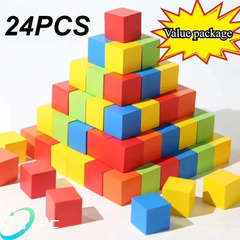 24PCS Mini Magnetic Square Children's Assembling Puzzle Building Block Toys Rainbow Magnetic Blocks  Large Magnetic Building Block for Toddlers Boys Girls Magnetic Cubes 2025 Best Initiate Gift Children fidget  spinner