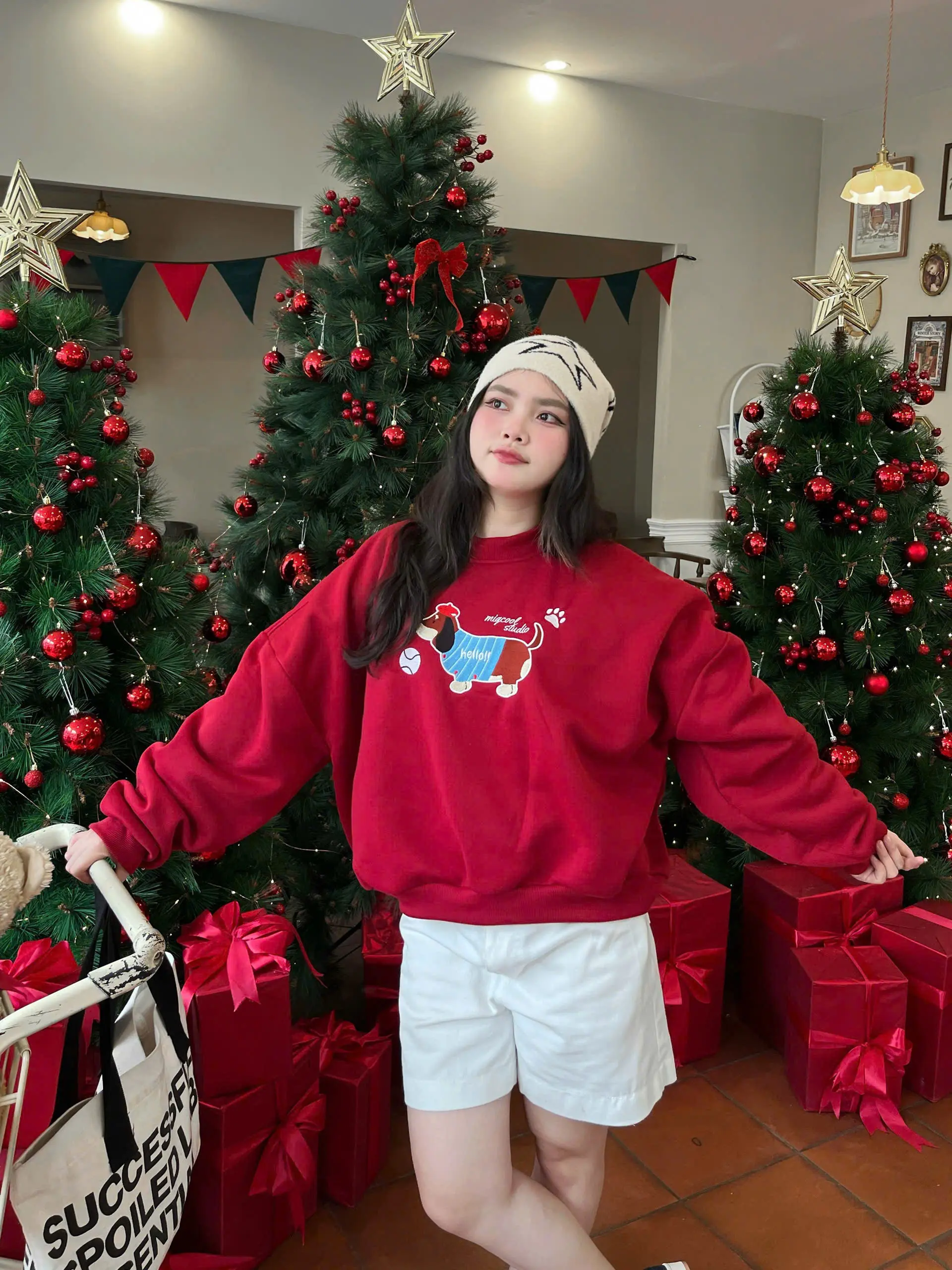 Áo sweater Winter form boxy, áo nỉ thêu nổi nam nữ Migcool