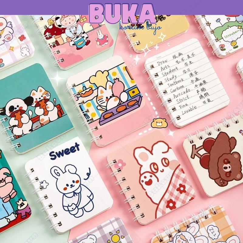 Sổ tay lò xo mini A7 bìa in hình dễ thương ghi chú công việc Buka