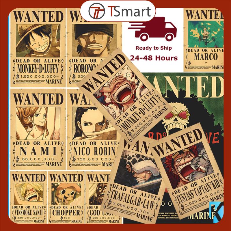 Poster one piece các thành viên băng mũ rơm kích thước A3, bộ sưu tập tranh dán tường anime decor trang trí phòng