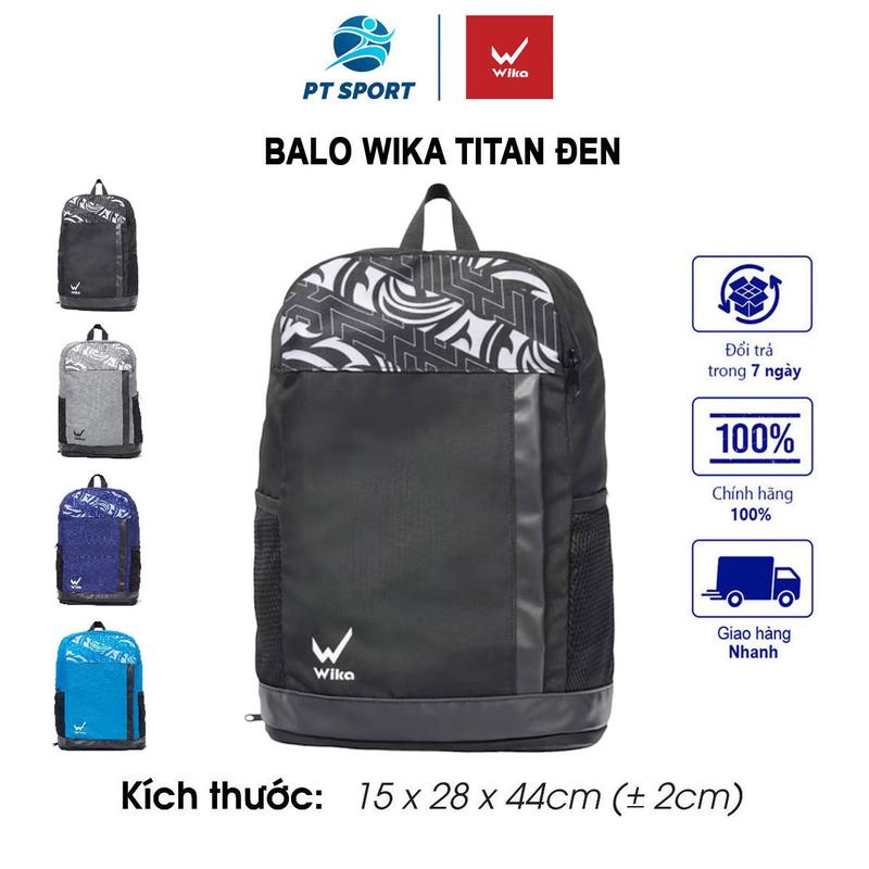 Balo Thể Thao Wika Titan, PRO-01 | Mầu Đen Chuyên Cho Bóng Đá, Đi Tập Gym, Nhiều Ngăn Tiện Lợi, Có Ngăn Đựng Giày Riêng, Đa Năng, Tiện Dụng Bag Túi Thể Thao Sport Nam Ô