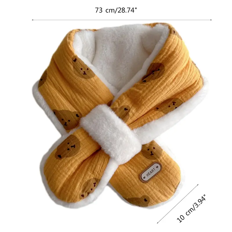 Khăn Quàng Cổ Mùa Đông Ấm Áp Cho Trẻ Em, Khăn Quàng Cổ Unisex Họa Tiết Gấu Hoạt Hình, Bộ Giảm Thanh Dài, Khăn Quàng Cổ Sang Trọng Dễ Thương Cho Bé 2