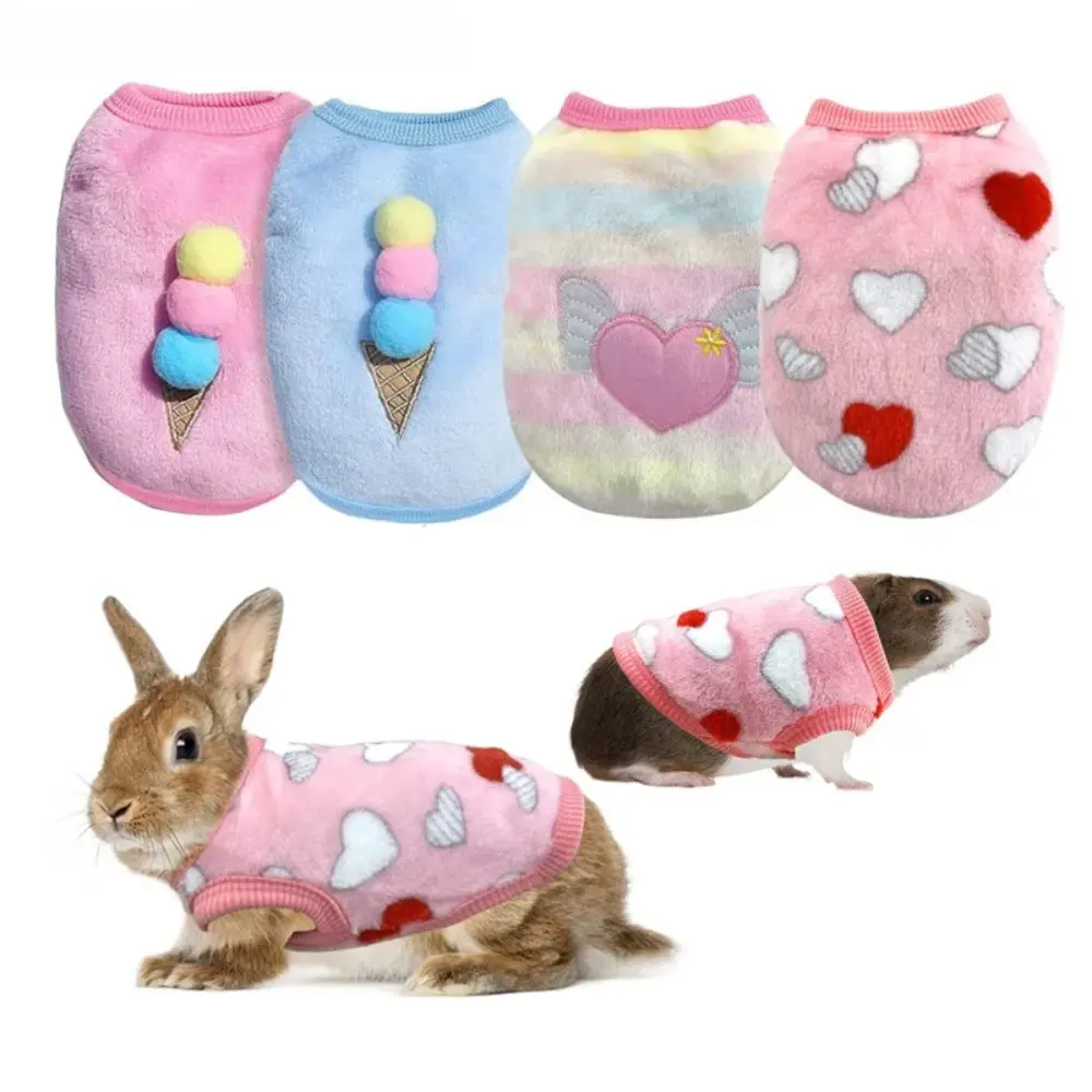 Warm Pet Rabbit Clothes Soft Fleece Guinea Pig Vest Cute Small Pet Clothes Bunny Costume for Ferret Chihuahua HamsterAccessories