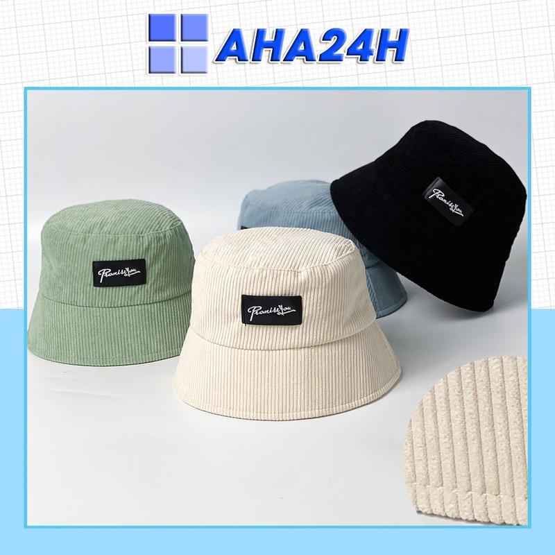 Mũ bucket Nhung Tăm thêu chữ Promissyou AH1581 vành nón tai bèo tròn nam nữ thời trang