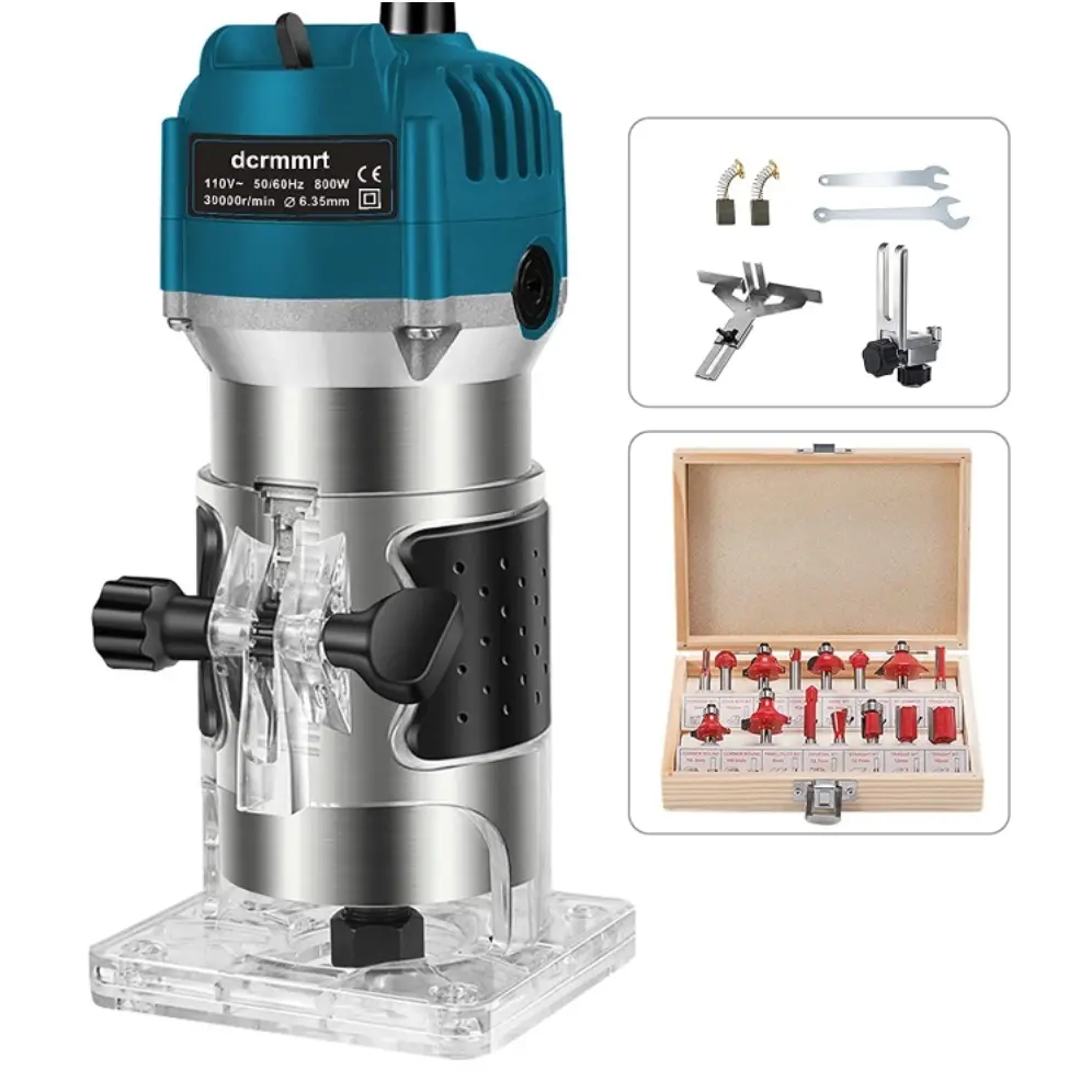 electric saw woodcutter1000W Power Tools Handheld Palm Wood Router With 15piece Bits Electric Wood