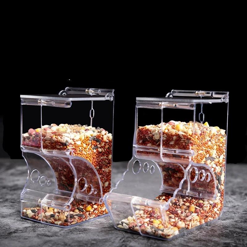 Hamster Rabbit Food Dispenser Feeder Plastic Clear Automatic Pet Feeder For Hamster Guinea Pigs Rabbit Food Bowl Container 4