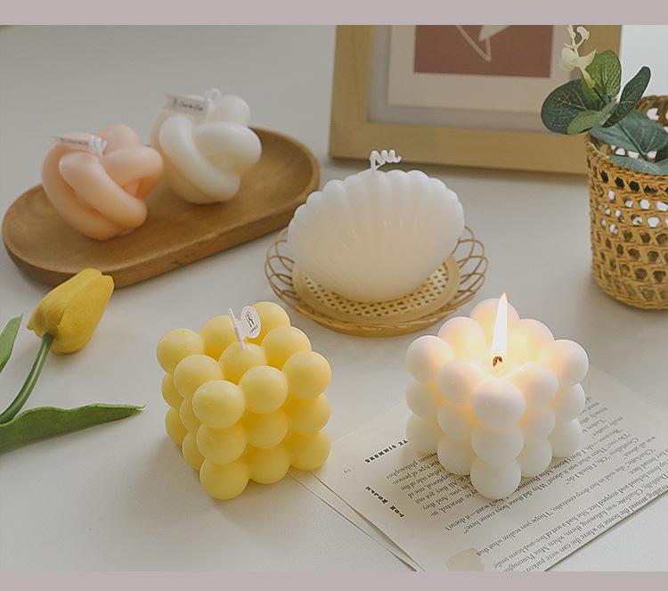 Product Introduction of Ins Style Bubble Cube Candle Handmade Scented Candle Aromatherapy Soy Wax Candle Wedding Birthday Candles Party Home Decoration 2