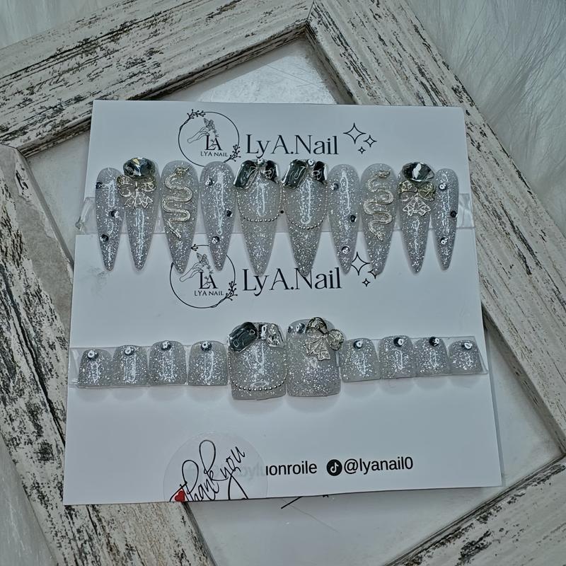 ND158 combo tay chân nailbox móng giả nhũ flash