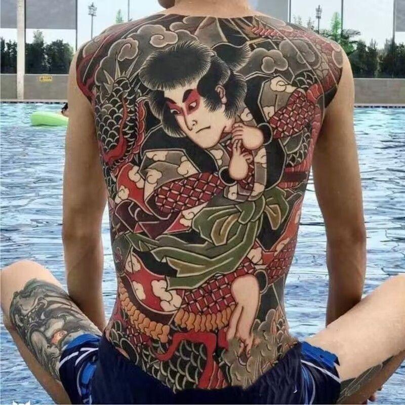  Miếng Dán Hình Xăm Thiết Kế Yunlong Jiulang Truyền Thống Cũ Nhật Bản Dành Cho Nam Và Nữ Lưng Đầy Đủ Không Thấm Nước Và Bền Mô Phỏng Langli Sọc Trắng Phong Cách Xã Hội 