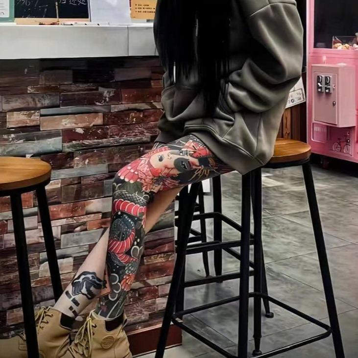 Hình Xăm Dán Full Chân 50x70cm – Phong Cách Nhật Cổ Chống Nước Bền 3-5 Ngày – Tattoo Dán Trang Điểm Cho Nam Nữ