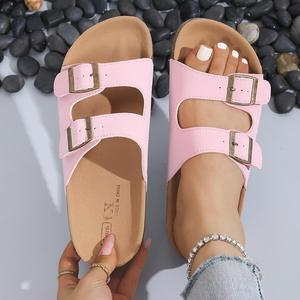 Dép Đế Trấu Nữ MIDU JULY Hai Quai Ngang Khóa 5 Màu, Dép Nữ Quai Da Lộn Lót Êm Hàng Cao Cấp giày  lỗ  thoáng  khí