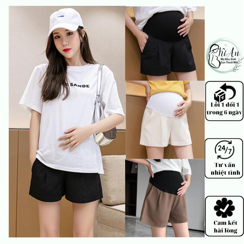 Quần bầu đùi Ki An mùa hè chất ruby thái loại 1 ống rộng vừa- siêu mát siêu đẹp quần sooc bầu size từ s~4xl có chun chỉnh QB101 SUMI Váy Bầu Đầm Bầu