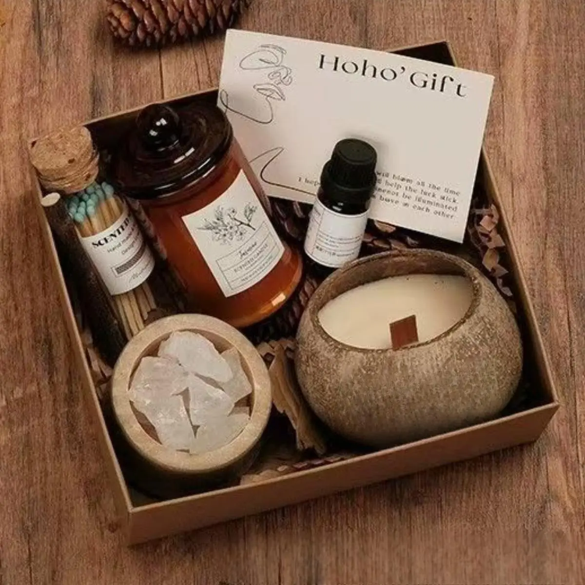 Lavender Essential Oil Candle Gift Box, 1 Set Aromatherapy Candle & Accessories, Scented Candle Gift Box for Friend, Lover, Birthday Gift, Perfume