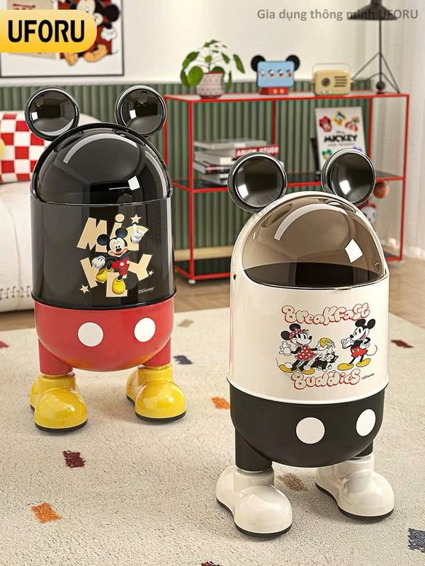 Thùng rác Mickey có nắp đậy dùng decor trang trí phòng chất liệu nhựa ABS cao cấp - UF713